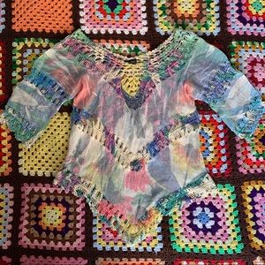 Crochet Tie-Dye Rainbow Blouse